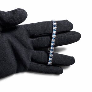 Swarovski Blue Crystal Moisonatte Tennis Bracelet in Silver Tone